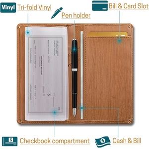 Aurya Leather Checkbook Holder w/Card Slots & Pen Holder for Checkbook - NWT